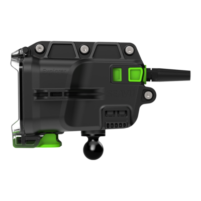 探索者外壳安装在球形支架上，以便在水下进行灵活的定位。